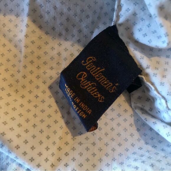 Gentlemen's Outfitters Mens Size M Button Down Shirt Black White Cotton - Picture 6 of 7